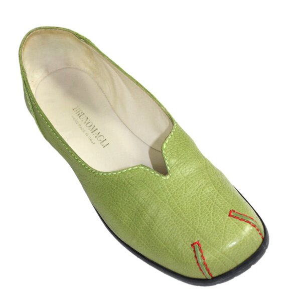 Bruno Magli Apple Green Leather Slip On Flats, Size 8.5 - Picture 5 of 7